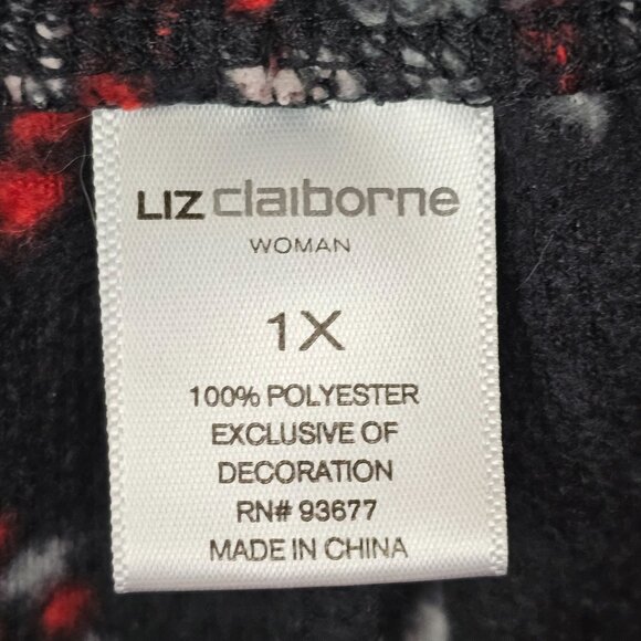 Womens 1X Red Black Floral Print Pajama Pants Bottoms Cozy Comfy‎ Loungewear - Picture 4 of 8